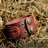 Leather Bracelet Cuff Wristband Celtic Knotwork Vikings Nordic Talisman Amulet Carving Leather 